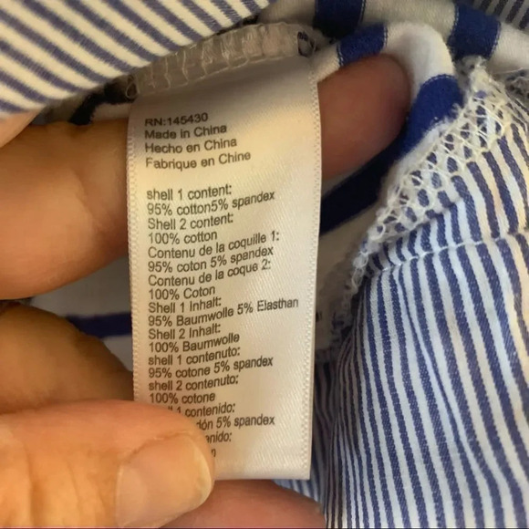 Lili’s Closet Blue White Stripe Top 3/4 Sleeve Size Small Chambray Anthropologie - Picture 6 of 7